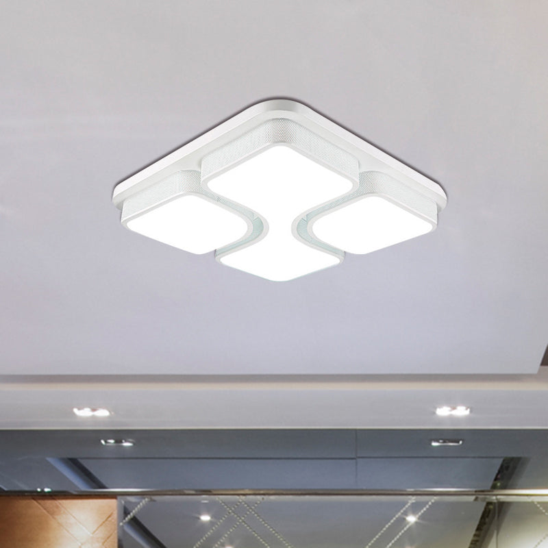 Contemporary Squared Metallic Ceiling Mounted Led Light - 17’/21’ Black/White Flushmount