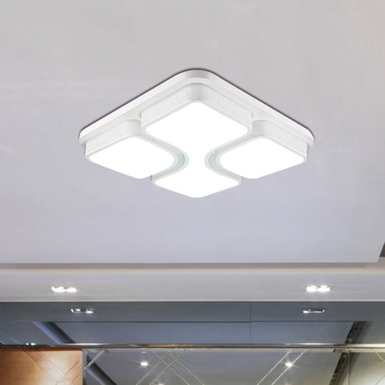 Contemporary Squared Metallic Ceiling Mounted Led Light - 17’/21’ Black/White Flushmount