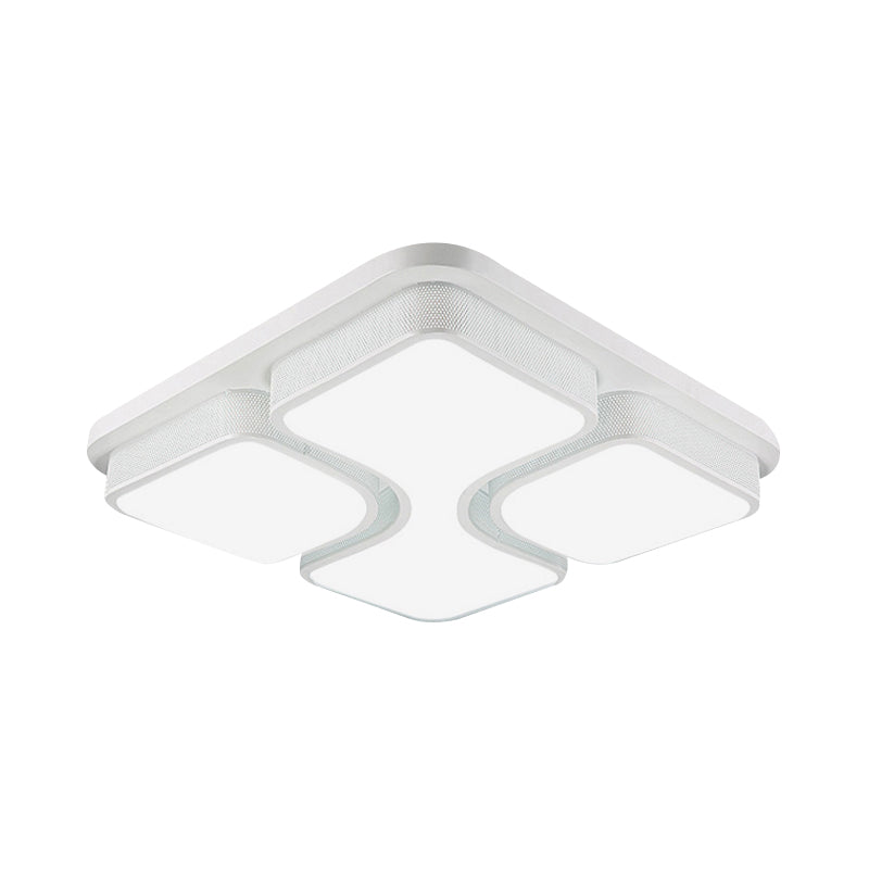 Contemporary Squared Metallic Ceiling Mounted Led Light - 17’/21’ Black/White Flushmount