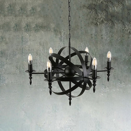 Vintage Style Metal Pendant Chandelier With Candle Design - Orbit Cage 6/8 Lights Indoor Lighting