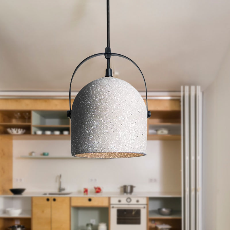 Nordic Cement Dome Pendant Light - 1-Light Black/Grey/White Hanging Design