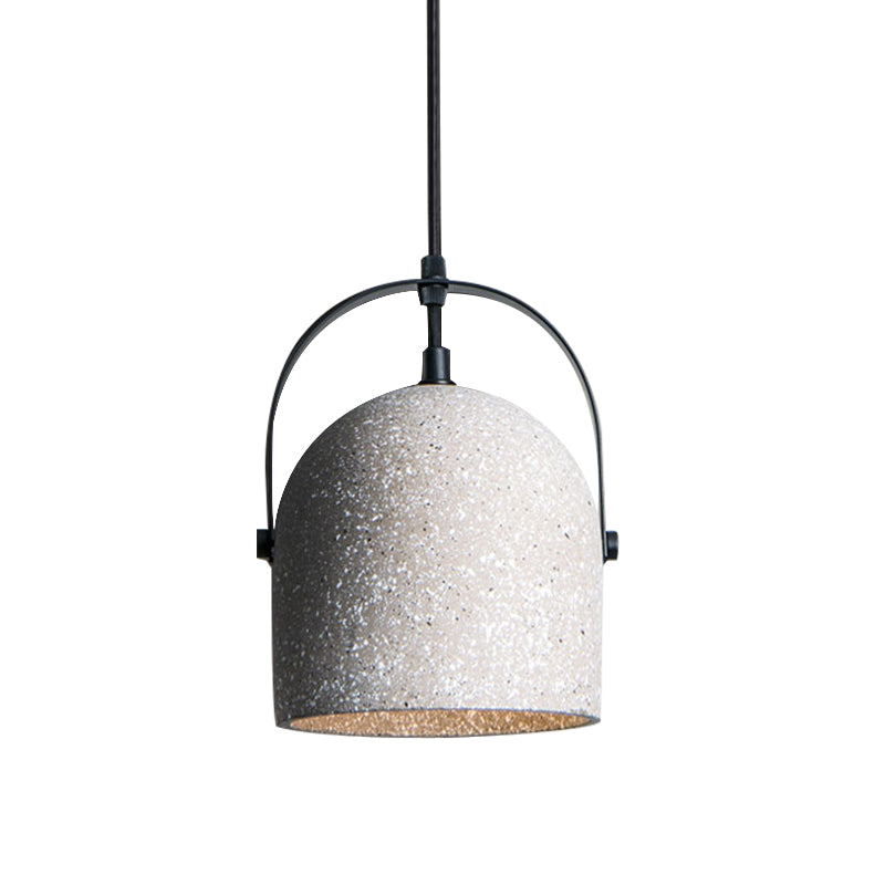 Nordic Cement Dome Pendant Light - 1-Light Black/Grey/White Hanging Design