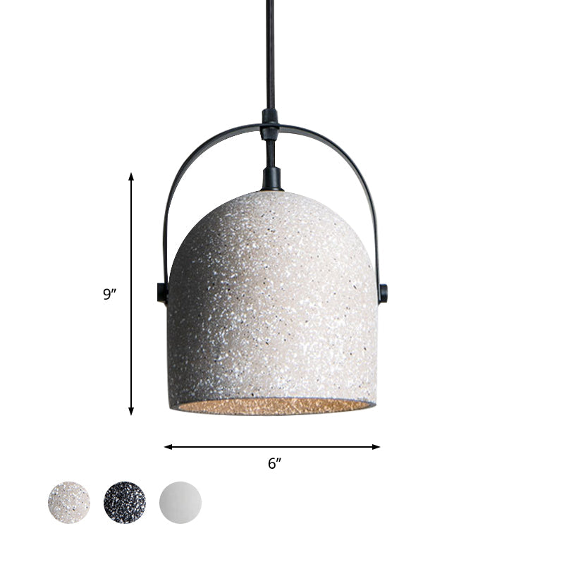 Nordic Cement Dome Pendant Light - 1-Light Black/Grey/White Hanging Design