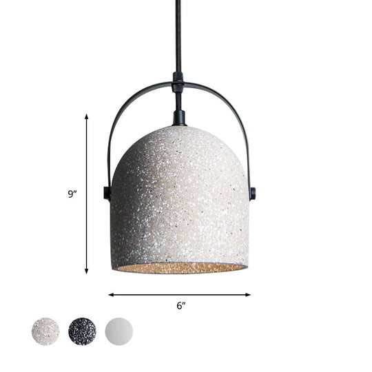 Nordic Cement Dome Pendant Light - 1-Light Black/Grey/White Hanging Design