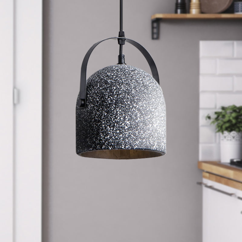 Nordic Cement Dome Pendant Light - 1-Light Black/Grey/White Hanging Design
