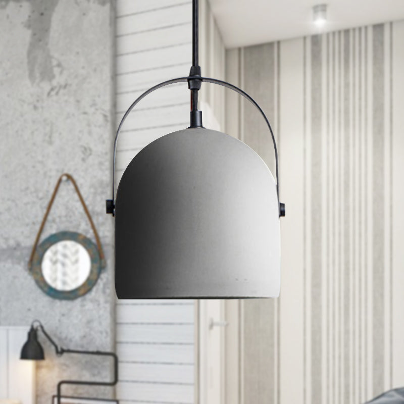 Nordic Cement Dome Pendant Light - 1-Light Black/Grey/White Hanging Design Grey