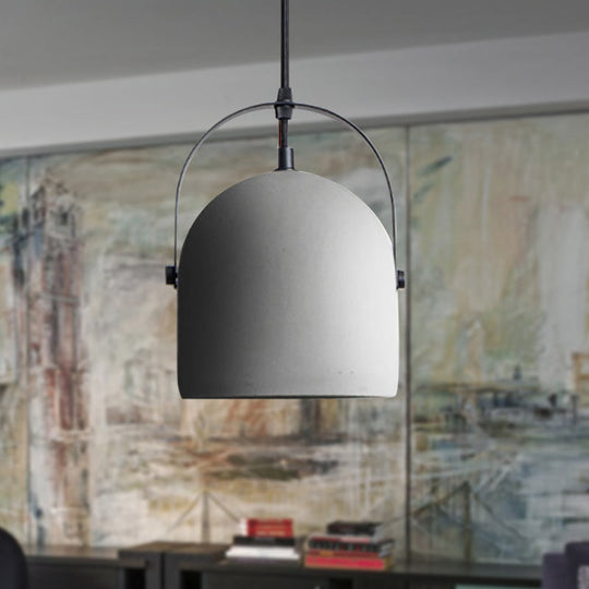 Nordic Cement Dome Pendant Light - 1-Light Black/Grey/White Hanging Design