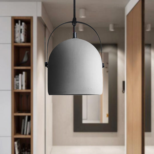 Nordic Cement Dome Pendant Light - 1-Light Black/Grey/White Hanging Design
