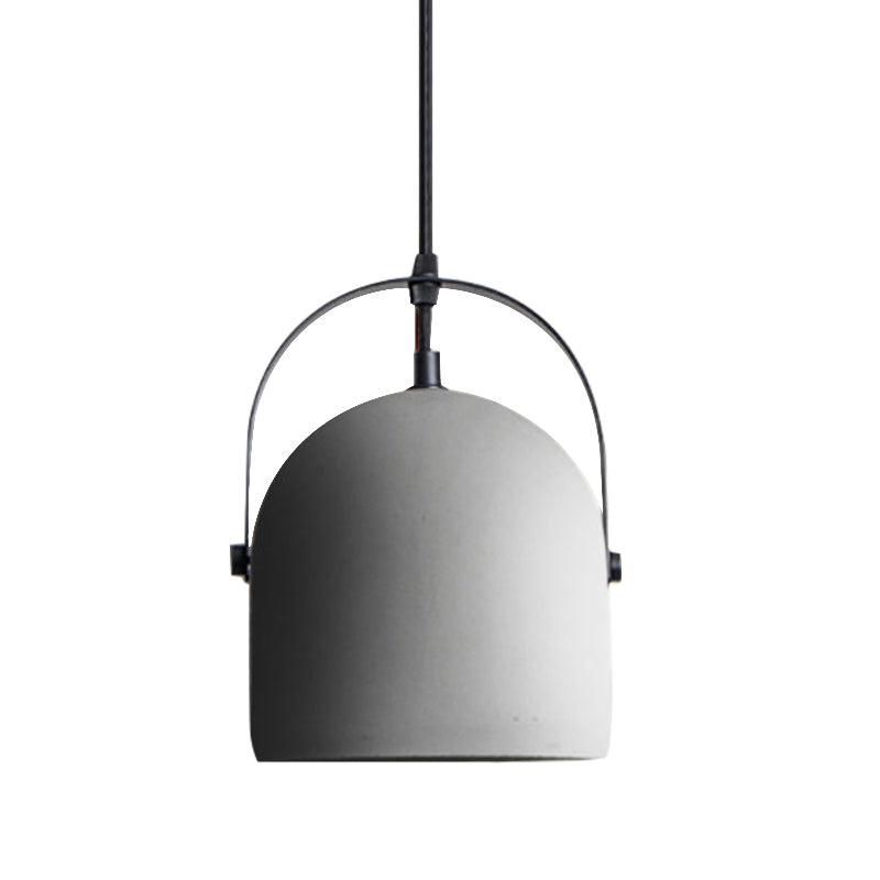 Nordic Cement Dome Pendant Light - 1-Light Black/Grey/White Hanging Design