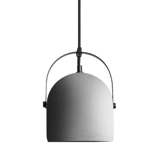 Nordic Cement Dome Pendant Light - 1-Light Black/Grey/White Hanging Design