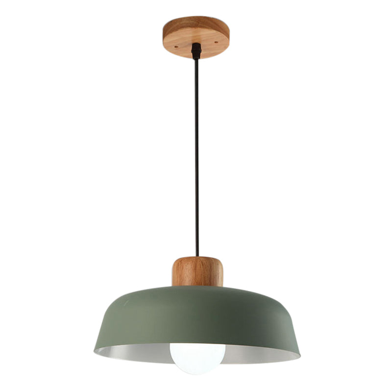 Macaron Style Metallic Hanging Light With Wide Bowl Shade - 1 Bulb Kitchen Pendant Lamp In