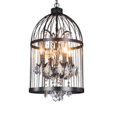 Vintage Style 4-Head Birdcage Chandelier: Black/White/Rust Iron Hanging Lamp With Candle & Crystal