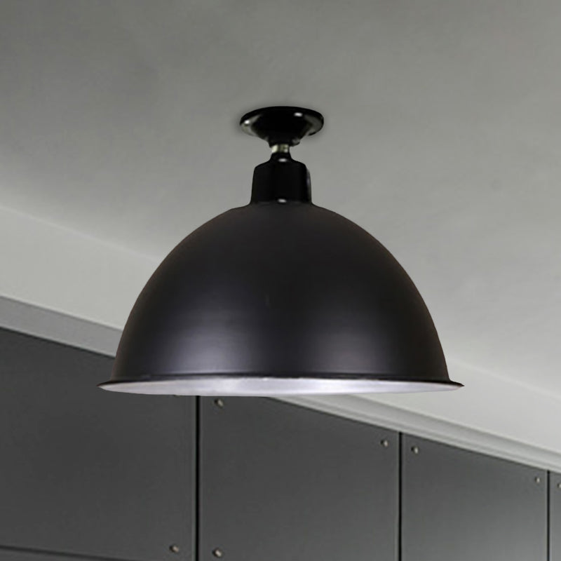 Modern Black Dome Ceiling Light For Dining Room - Loft Style 1 Head 12’/14’ Width