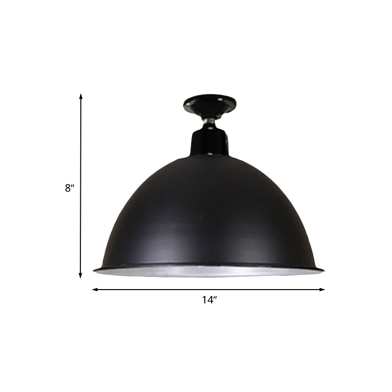 Modern Black Dome Ceiling Light For Dining Room - Loft Style 1 Head 12’/14’ Width