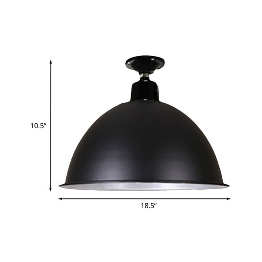 Modern Black Dome Ceiling Light For Dining Room - Loft Style 1 Head 12’/14’ Width