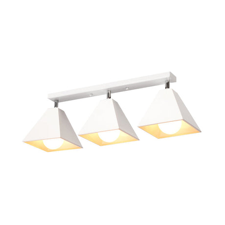 Vintage Style Semi Flush Mount Ceiling Light For Corridor - Black/White Metallic 1/3-Bulb Pyramid