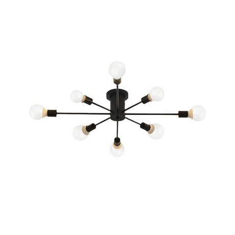6/8 Head Retro Metal Ceiling Light Fixture - Semi Flush Mount Lighting For Bedroom In Black/White