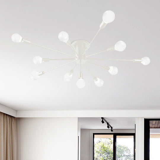 6/8 Head Retro Metal Ceiling Light Fixture - Semi Flush Mount Lighting For Bedroom In Black/White