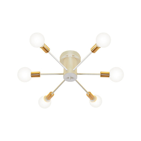 Semi Flush Mount Vintage Ceiling Light Fixture 6/8 Heads Black/White Metallic For Kitchen
