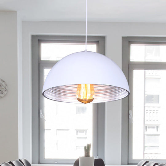 Industrial Dome Hanging Ceiling Pendant Lamp (White/Black) For Bar