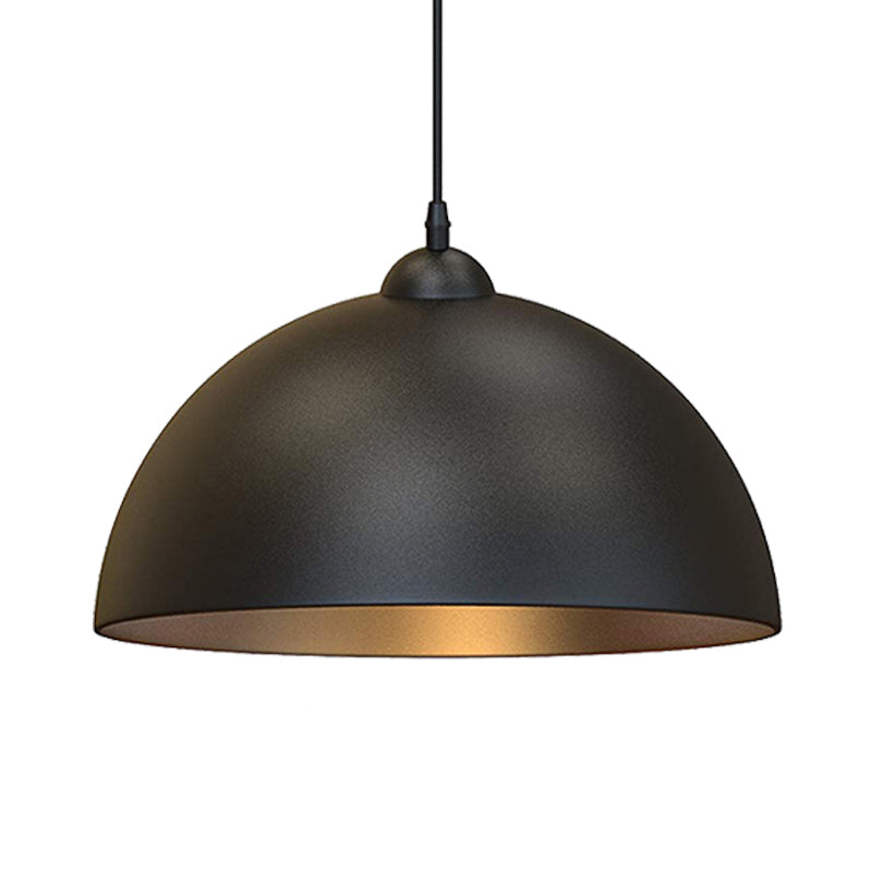 Industrial Dome Metal Pendant Light - Stylish 1-Bulb Ceiling Fixture For Dining Room In Black