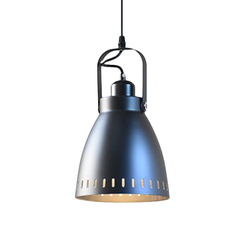 Industrial Black Bell Pendant Light With Handle