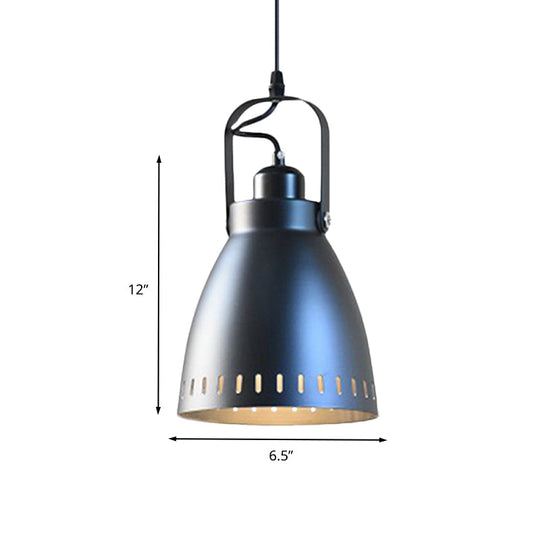 Industrial Black Bell Pendant Light With Handle