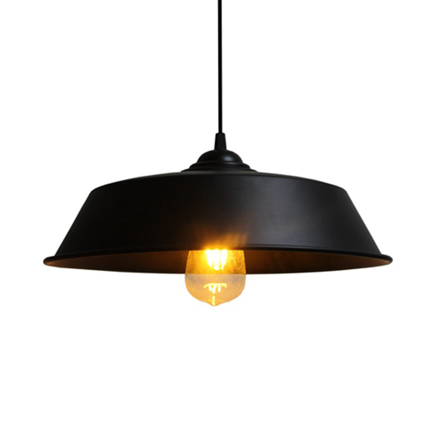 Height Adjustable Farmhouse Barn Pendant Lamp Black/White Metal Hanging Ceiling Light For Bars