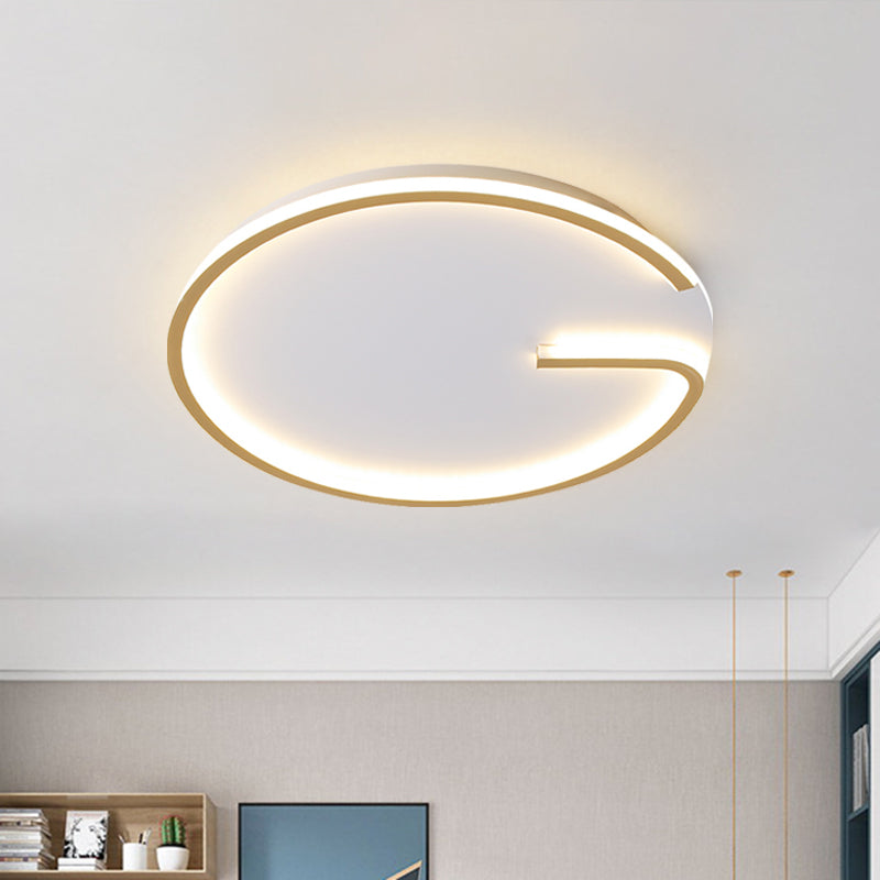 Modern White Led Flush Mount Lamp - Round Acrylic Bedroom Light 16/19.5 Dia G-Pattern Warm/White