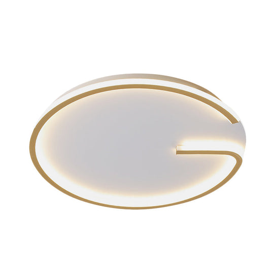 Modern White Led Flush Mount Lamp - Round Acrylic Bedroom Light 16/19.5 Dia G-Pattern Warm/White