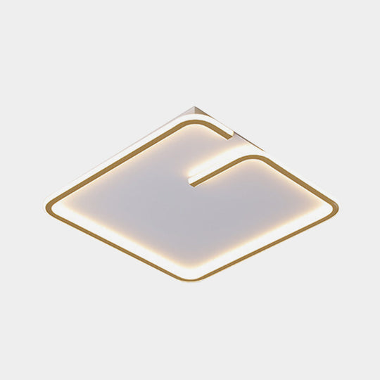 Simple Led Acrylic Flushmount Light - White Square Flush Mount Warm/White 16’/19.5’ Width