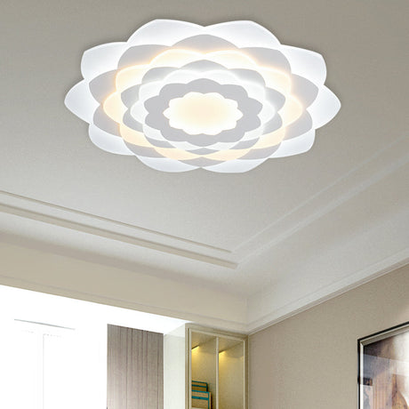Contemporary Flower-Shaped Led Flushmount Ceiling Light For Bedroom - 16/19.5 Wide White / 16