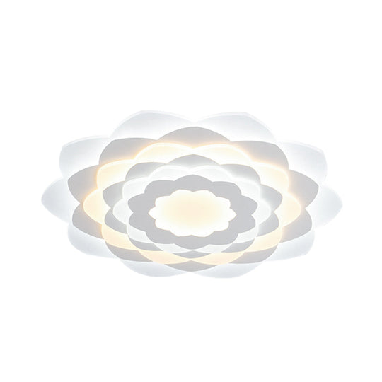 Contemporary Flower-Shaped Led Flushmount Ceiling Light For Bedroom - 16/19.5 Wide