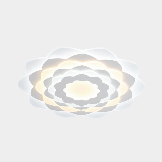 Contemporary Flower - Shaped Led Flushmount Ceiling Light For Bedroom - 16’/19.5’ Wide