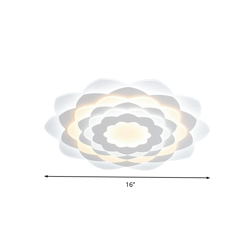 Contemporary Flower-Shaped Led Flushmount Ceiling Light For Bedroom - 16/19.5 Wide