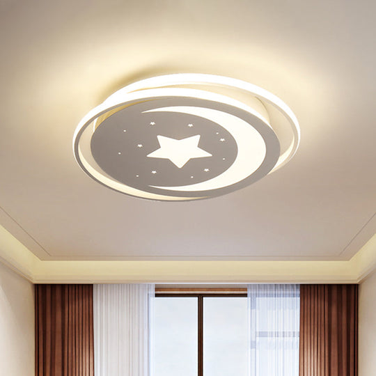 Modern Acrylic Moon And Stars Led Flush Mount Ceiling Light With White/Warm - 16’/19.5’ Width