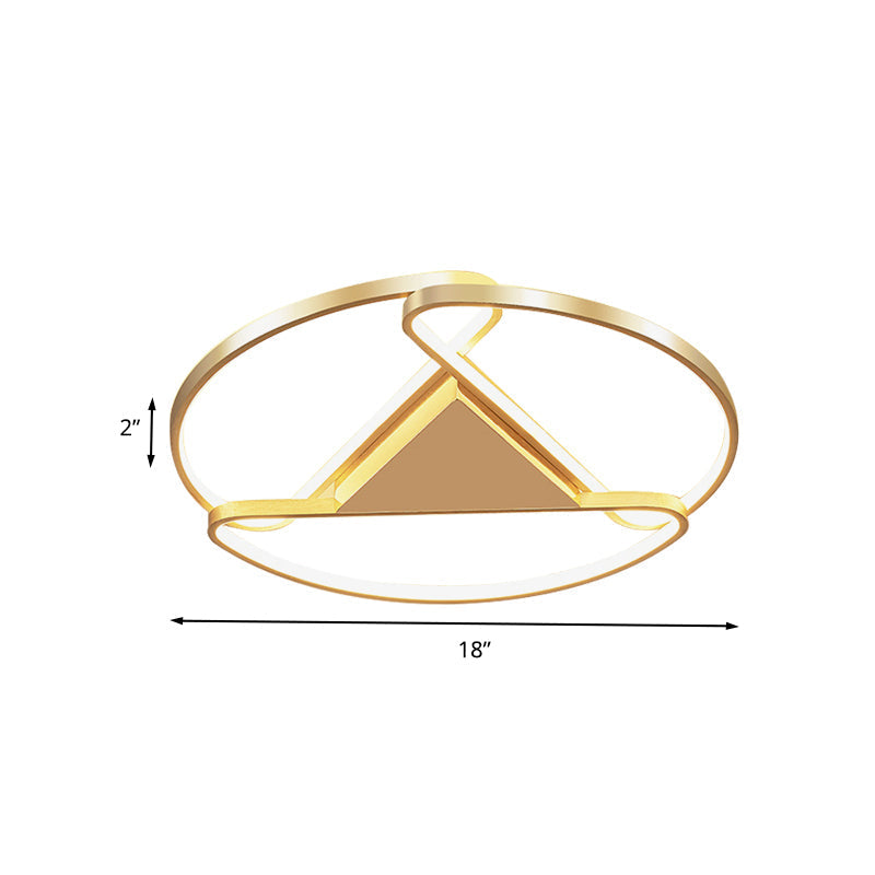 18’/23.5’ Wide Led Gold Flush Mount Ceiling Light - Modern Semi-Circle Acrylic Design Triangle