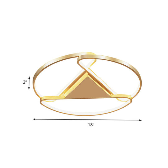 18’/23.5’ Wide Led Gold Flush Mount Ceiling Light - Modern Semi-Circle Acrylic Design Triangle