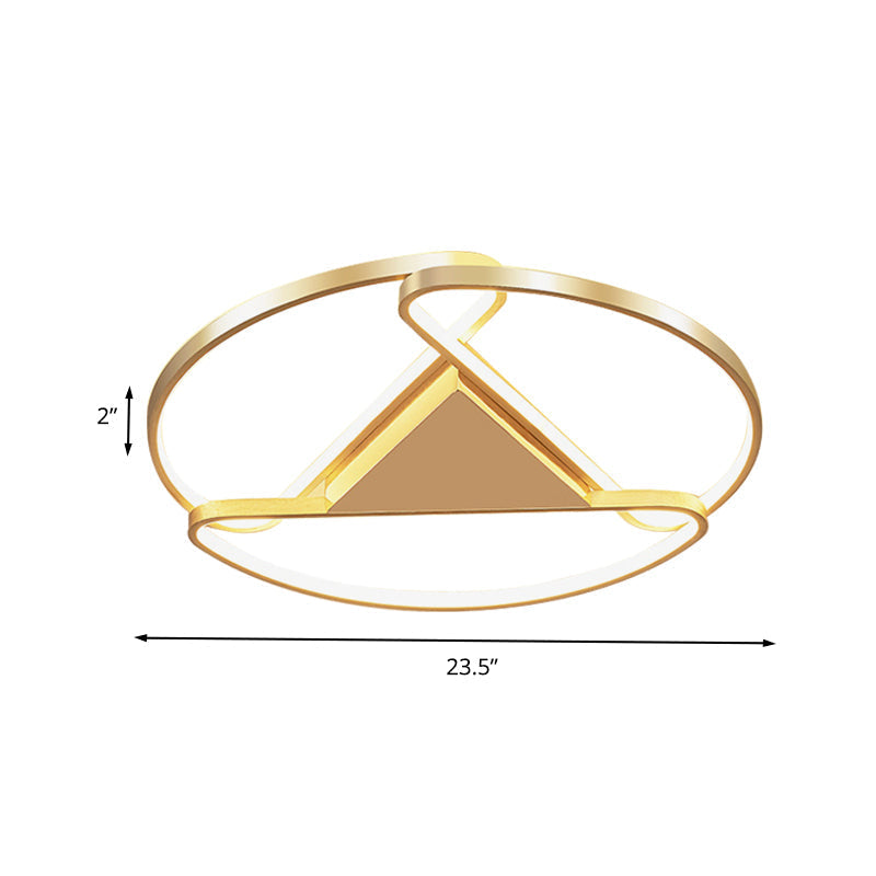18’/23.5’ Wide Led Gold Flush Mount Ceiling Light - Modern Semi-Circle Acrylic Design Triangle