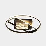 Black Acrylic Led Flushmount Ceiling Light With Modern Ring And Square Design