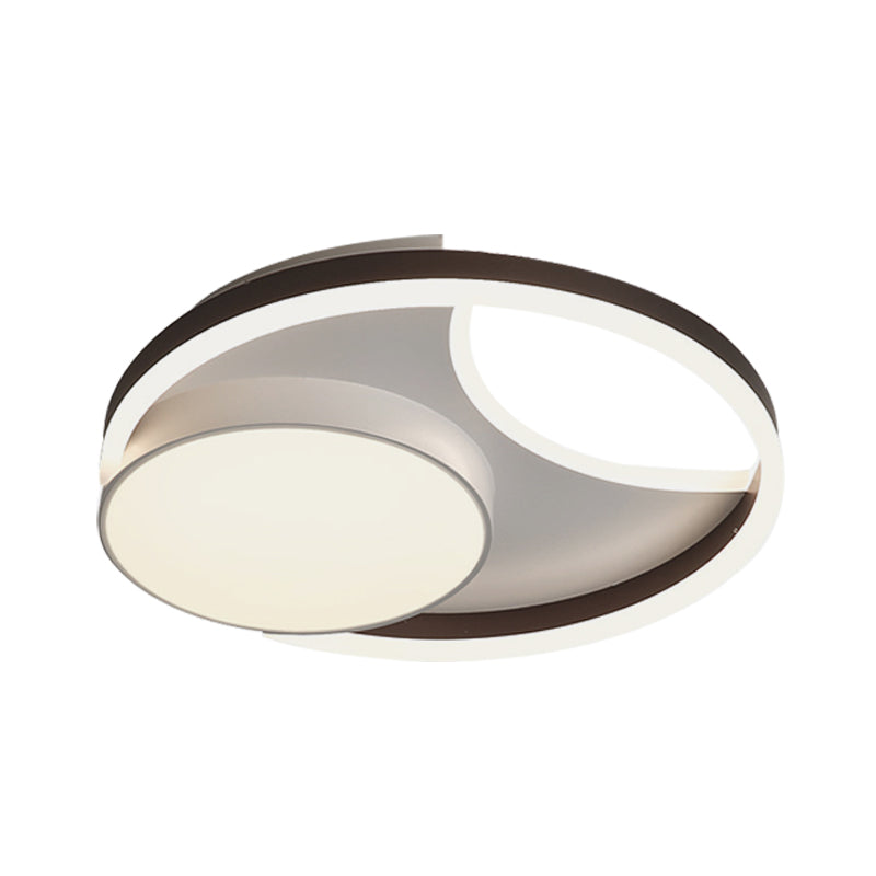 Minimalist Metallic Led Ceiling Mounted Flushmount Lighting In Coffee For Bedroom - 16.5’/20.5’ Wide