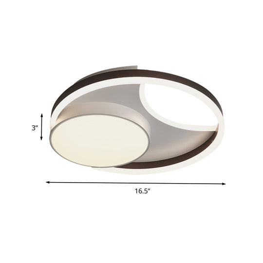 Minimalist Metallic Led Ceiling Mounted Flushmount Lighting In Coffee For Bedroom - 16.5/20.5 Wide