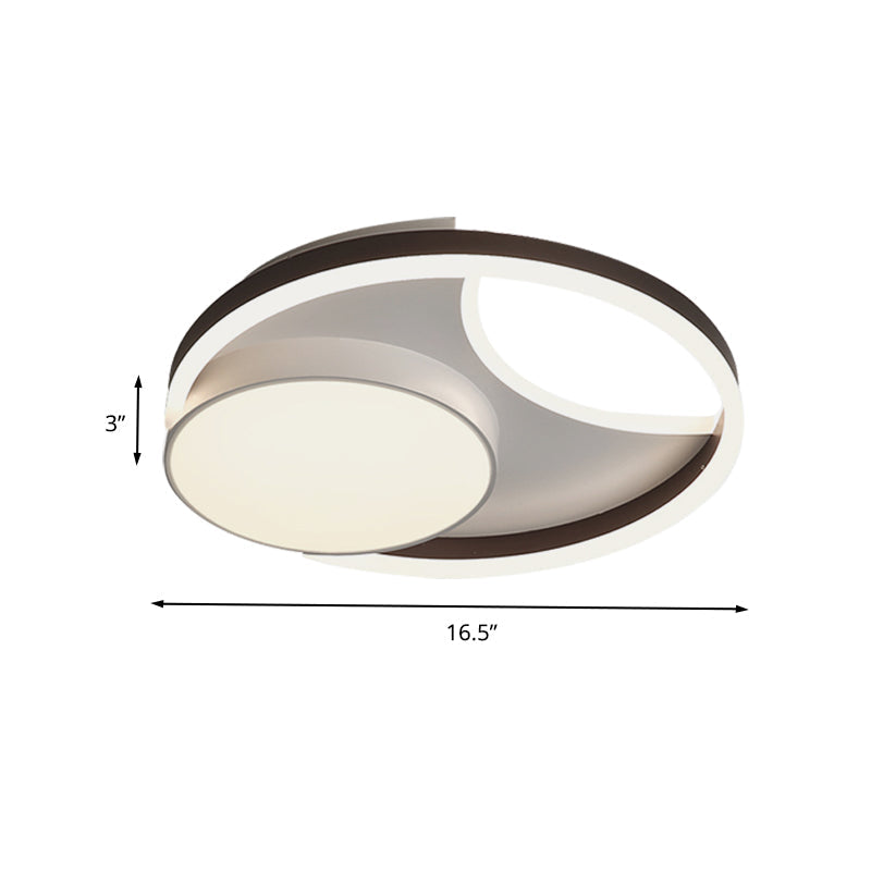 Minimalist Metallic Led Ceiling Mounted Flushmount Lighting In Coffee For Bedroom - 16.5’/20.5’ Wide