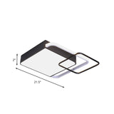 Contemporary Led Flushmount Lighting In Black Square Design White/Warm Light 18/21.5 Wide