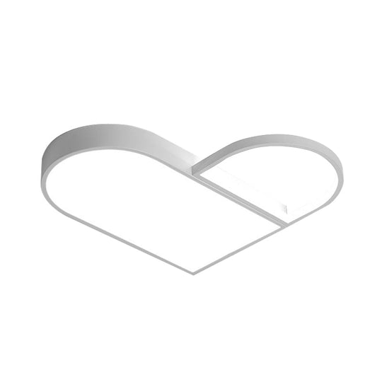 Led Bedroom Flush Mount Modern White/Black Lighting With Love Heart Metal Shade 19.5’/23.5’ Width