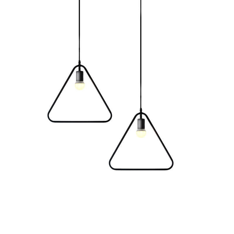 Black Metal Industrial Pendant Light With Frame Shade For Dining Room - 1 Head Ceiling Lighting