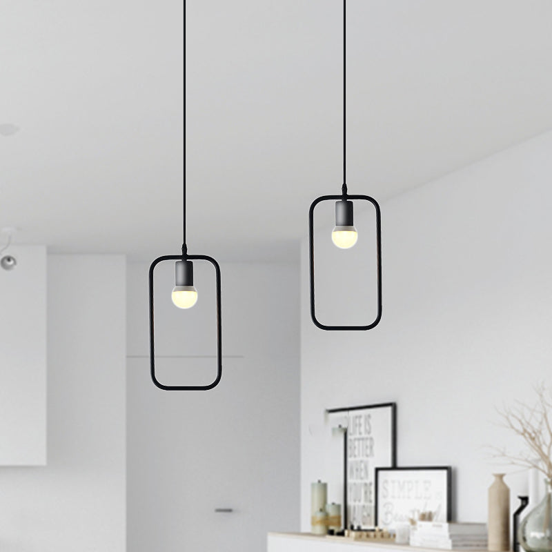 Black Metal Industrial Pendant Light With Frame Shade For Dining Room - 1 Head Ceiling Lighting /