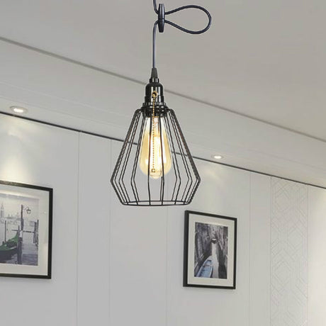 Black/Brass Wire Cage Pendant Lamp - Industrial Style Ceiling Lighting For Dining Table Brass / B