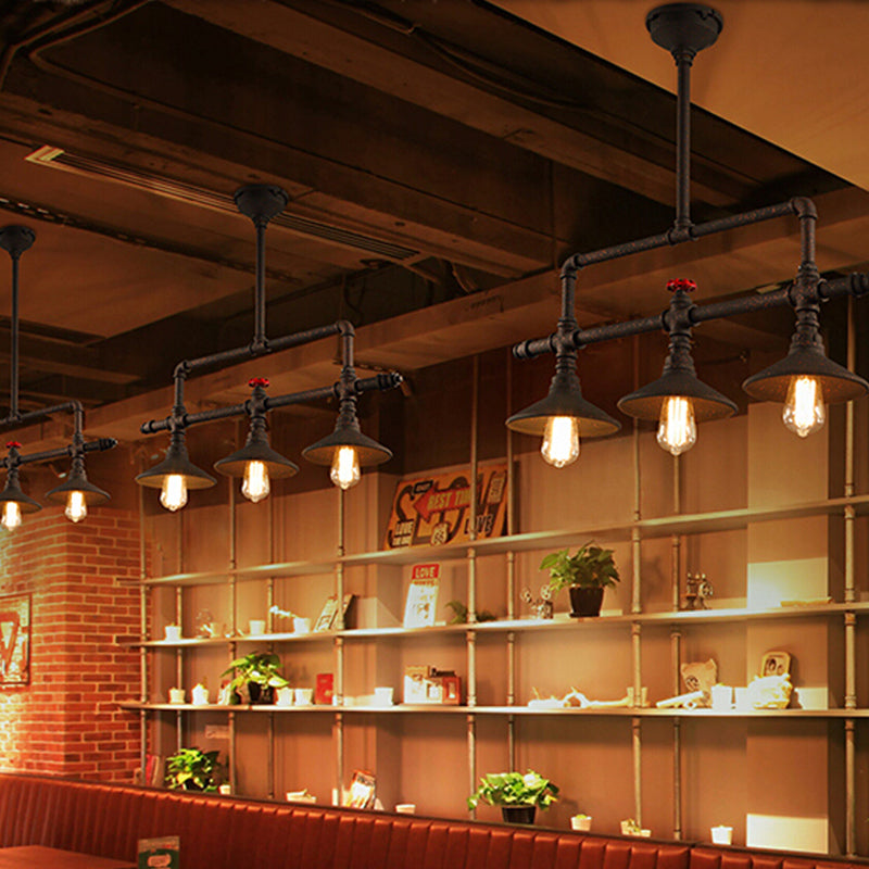 Industrial Style Wrought Iron 3/5 Lights Island Light Fixture For Restaurant Pendant Lighting