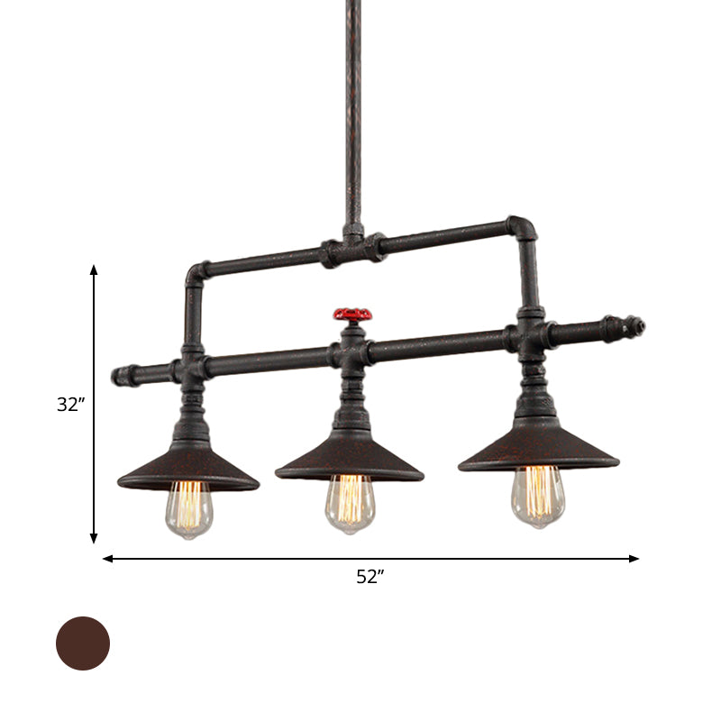 Industrial Style Wrought Iron 3/5 Lights Island Light Fixture For Restaurant Pendant Lighting
